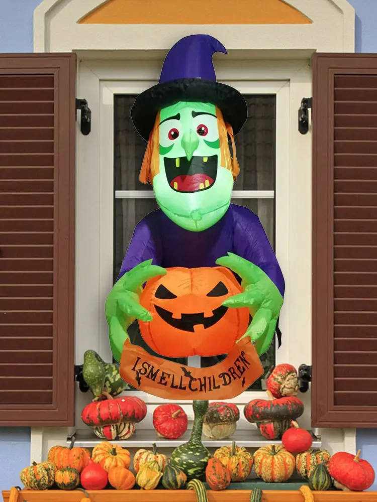 Halloween Inflatables Witch Decorations Outdoor Scary Witch Broke Out From Window Climbing Window Witch Model Halloween Decor
