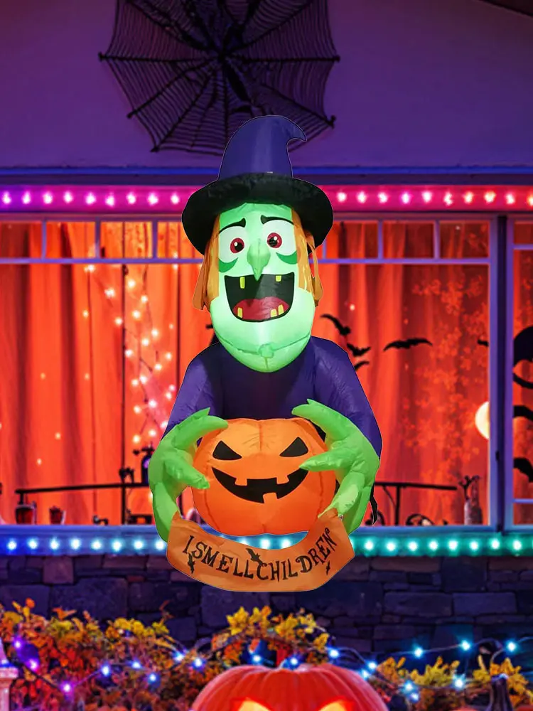 Halloween Inflatables Witch Decorations Outdoor Scary Witch Broke Out From Window Climbing Window Witch Model Halloween Decor