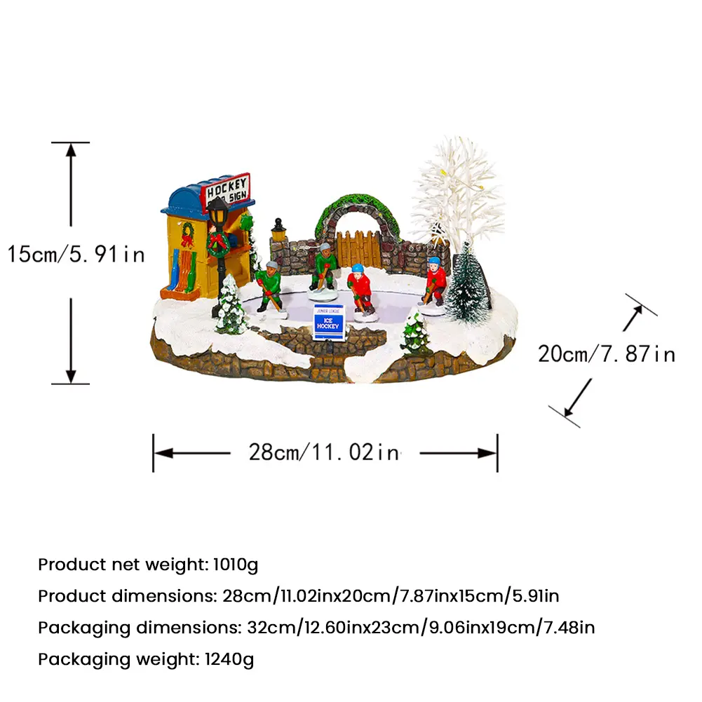 Glowing Christmas Music House Resin Christmas Figurine Xmas Music Box for Desktop Ornaments Christmas Gift