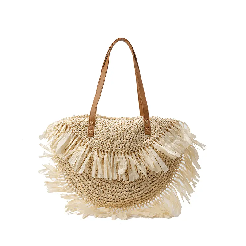 Women Stylish Knit Shoulder Bag Wear Resist Hollowed-Out Braid Bag Semicircle Underarm Bag Female Travel Commute Shoulder Bag