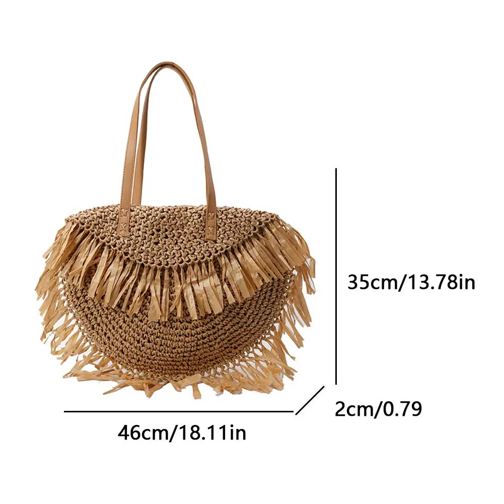 Women Stylish Knit Shoulder Bag Wear Resist Hollowed-Out Braid Bag Semicircle Underarm Bag Female Travel Commute Shoulder Bag