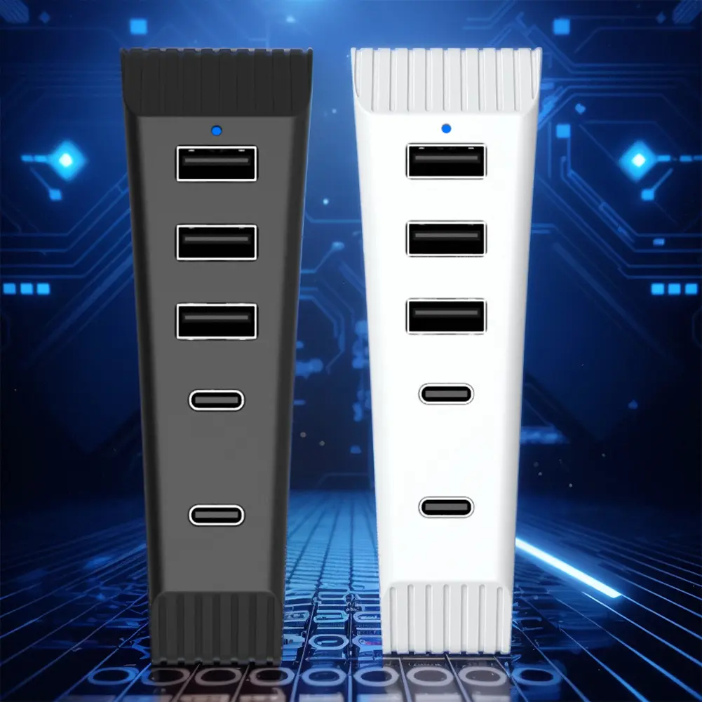 5 in 1 USB Hub USB Expansion Container 3USB & 1 Type C Port & 1 Type-C 3.1 for Playstation 5 Slim (Disc/Digital Edition)