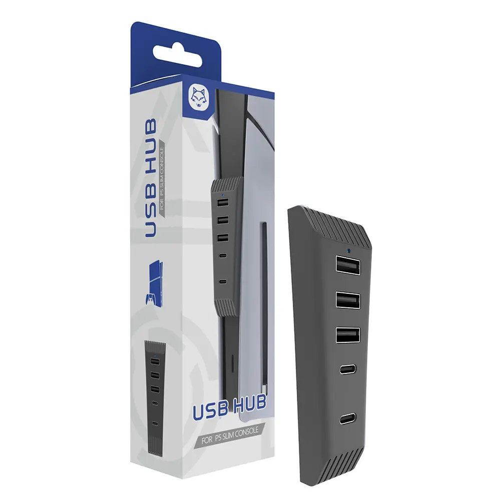 5 in 1 USB Hub USB Expansion Container 3USB & 1 Type C Port & 1 Type-C 3.1 for Playstation 5 Slim (Disc/Digital Edition)