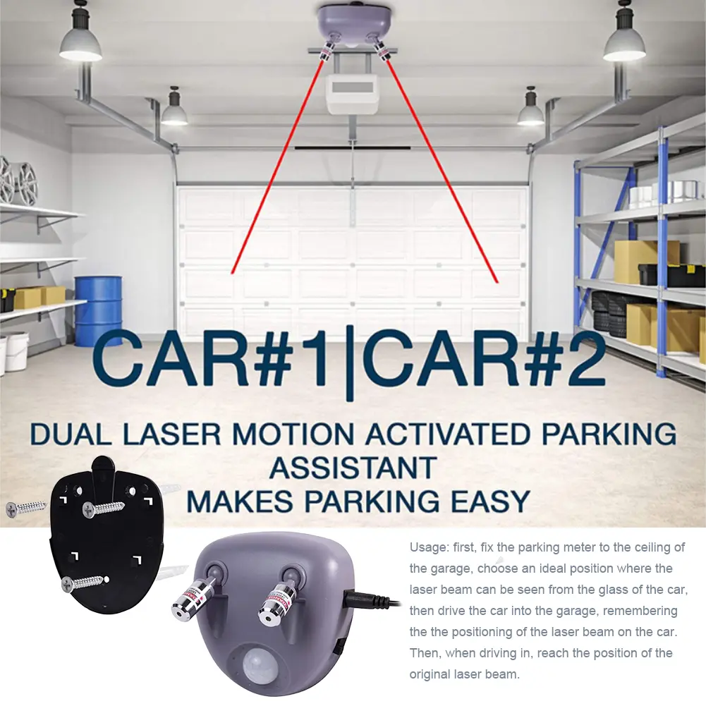 Car Laser Garage Parking Sensor Dual End Assist Aid Guide Stop Light System 110-220V Parking Assistance Aid Car Garage Carport