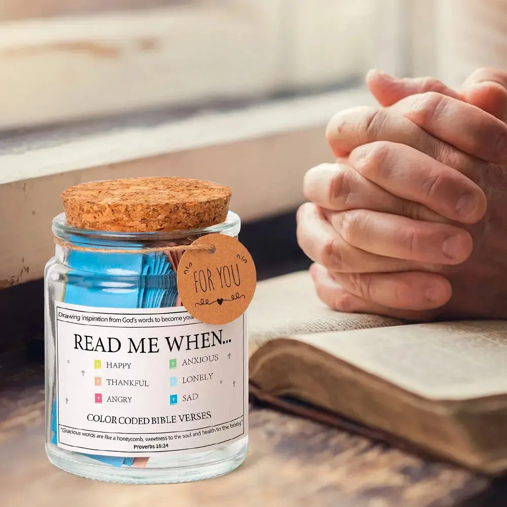 Bible Verses in A Jar Bible Verse Jar Christian Scripture Jar Christian Cards Jar Prayer Request Cards for Spiritual Growth