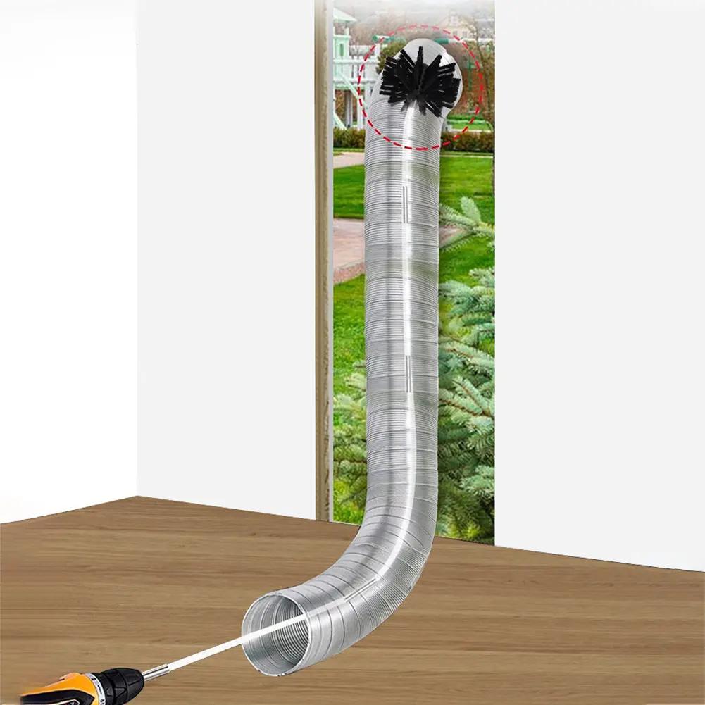 Chimney Brush Set with Long Handle Rods Flexible Rotary Chimney Brush 100/150mm Brush Head Fireplace Inner Wall Cleaning Tools
