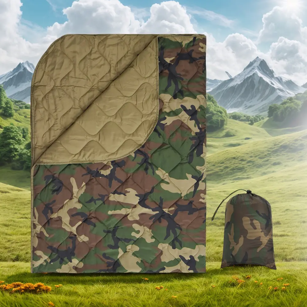 Camping Blanket with Compression Carry Bag Lightweight Warm Quilt Multifunctional Quilted Outdoor Blanket for Outdoors Hiking
