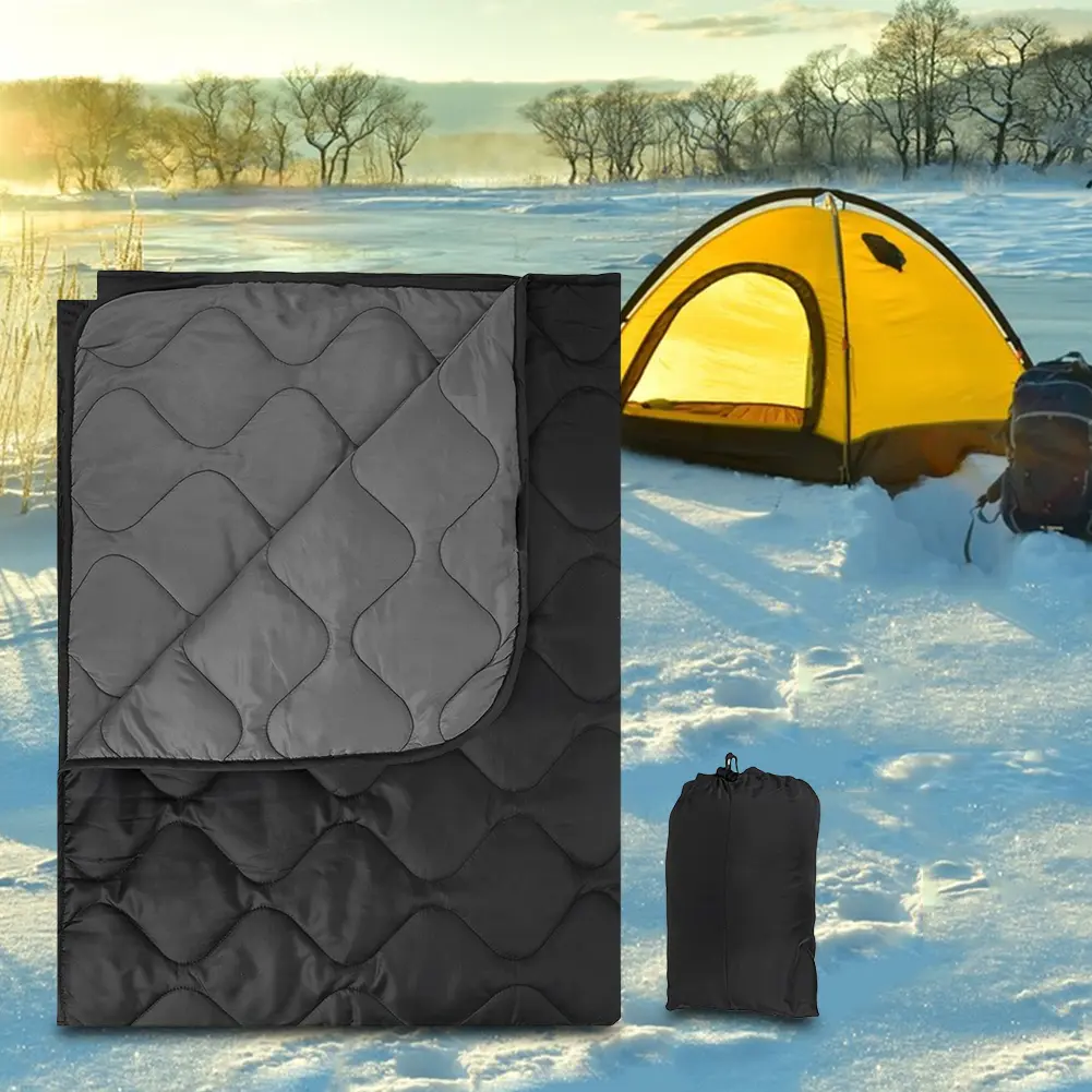 Camping Blanket with Compression Carry Bag Lightweight Warm Quilt Multifunctional Quilted Outdoor Blanket for Outdoors Hiking