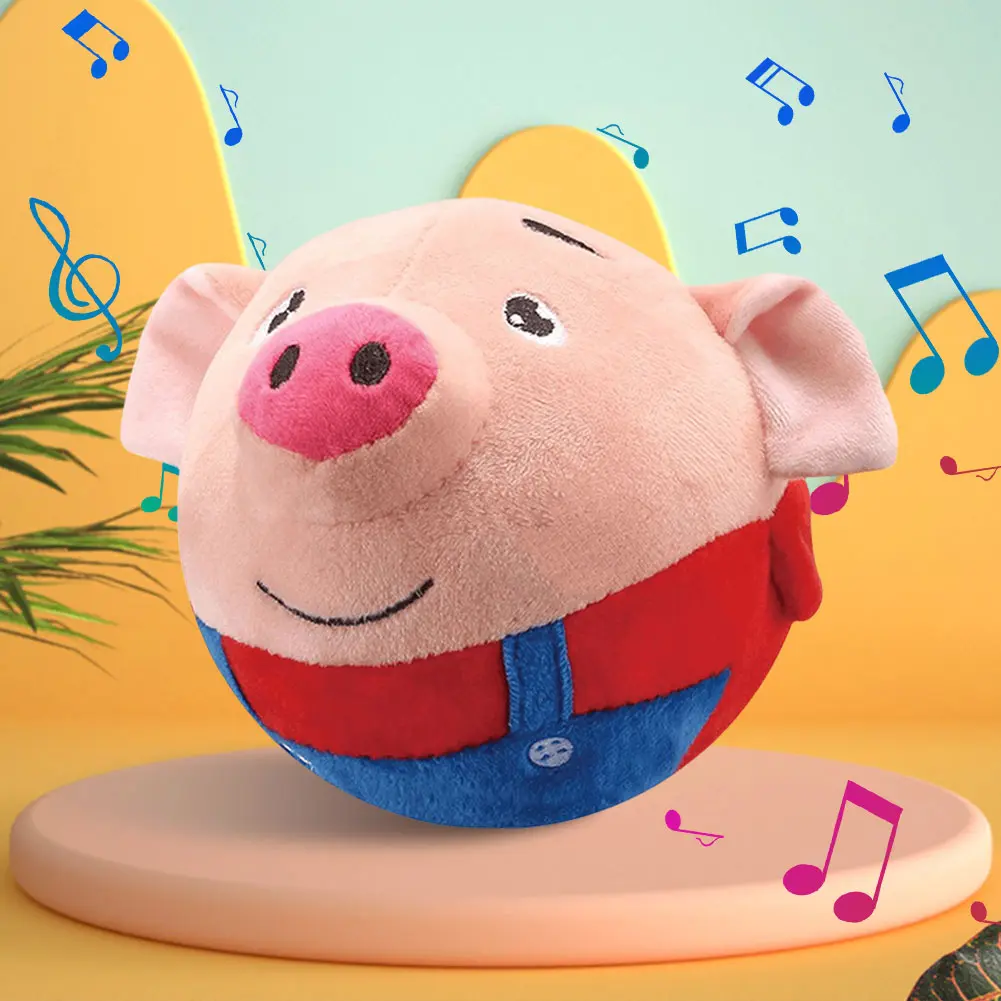 Plush Automatic Bouncing Toys Bite Resistant Funny Interactive Squeaky Toys Talking Self-Moving for Small Medium Dogs