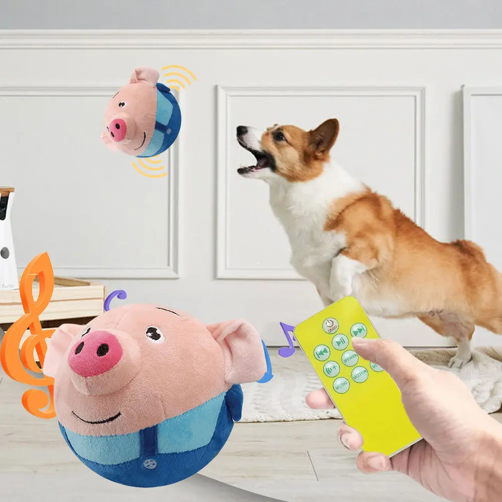 Plush Automatic Bouncing Toys Bite Resistant Funny Interactive Squeaky Toys Talking Self-Moving for Small Medium Dogs