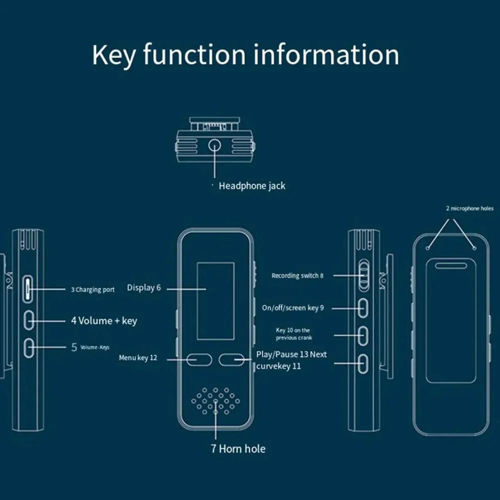 Voice Activated Tape Recorder Bluetooth-Compatible with Playback Phone Call Recording Pen Noise Reduction for Lectures Meetings
