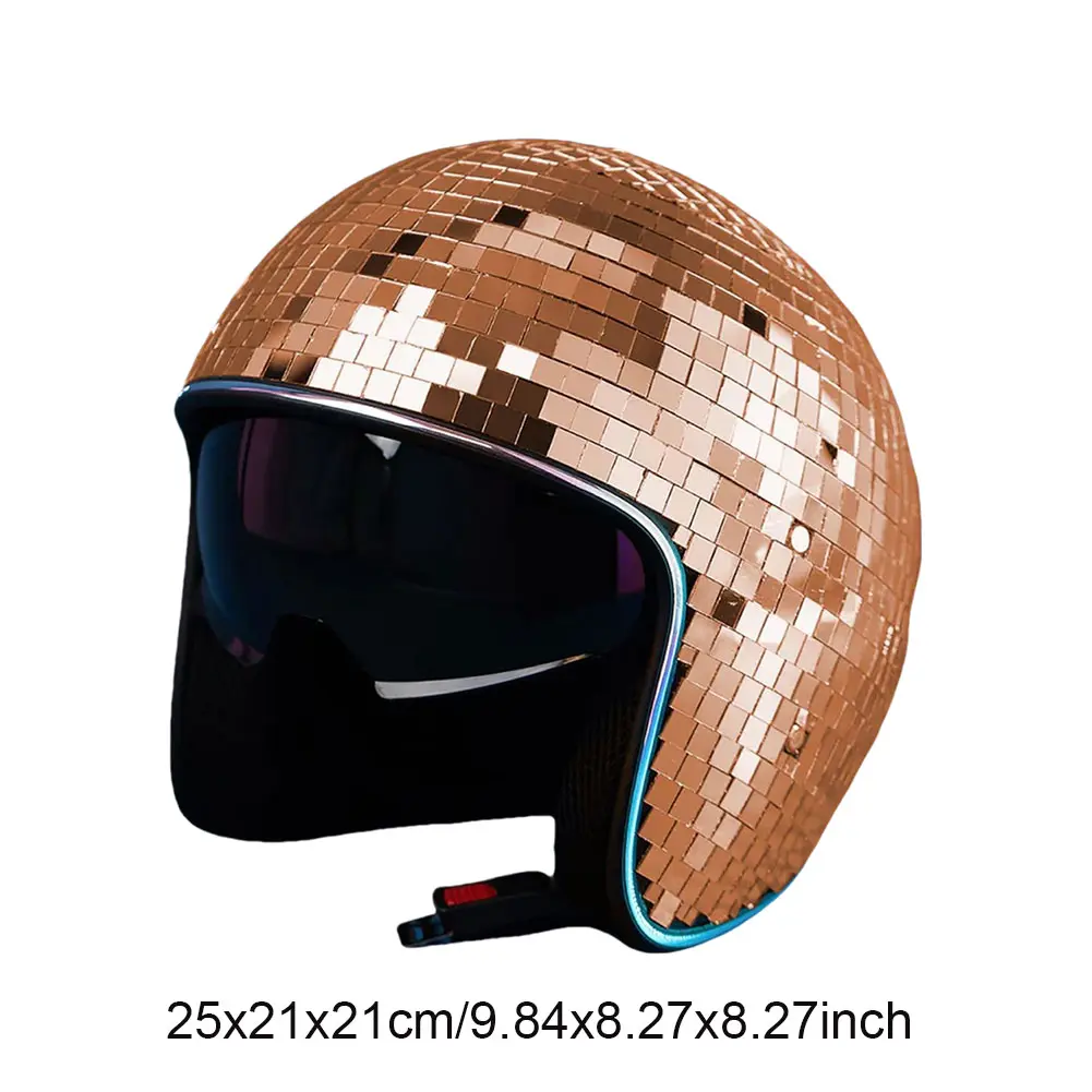 Classic Disco Ball Helmet Glitter Mirror Glass Punk Costume Hat Disco Helmet Reflective Disco Shiny Hat for Club Bar Party