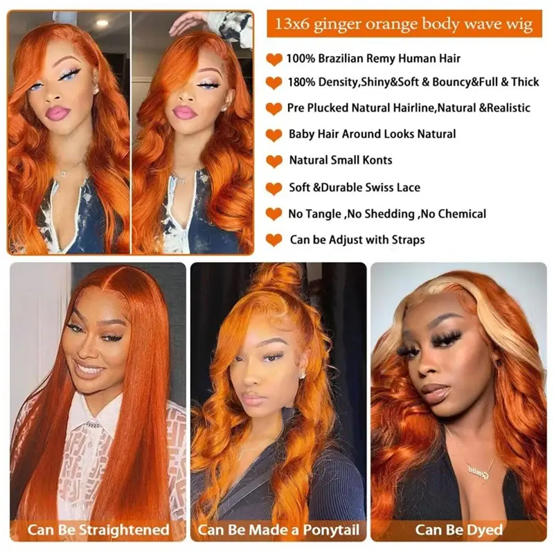 Silkwave 30 Inch Body Wave Ginger Orange 13x6 Hd Lace Front Wigs 13x4 Colored Preplucked Wig Hd Lace Frontal Wigs For Women