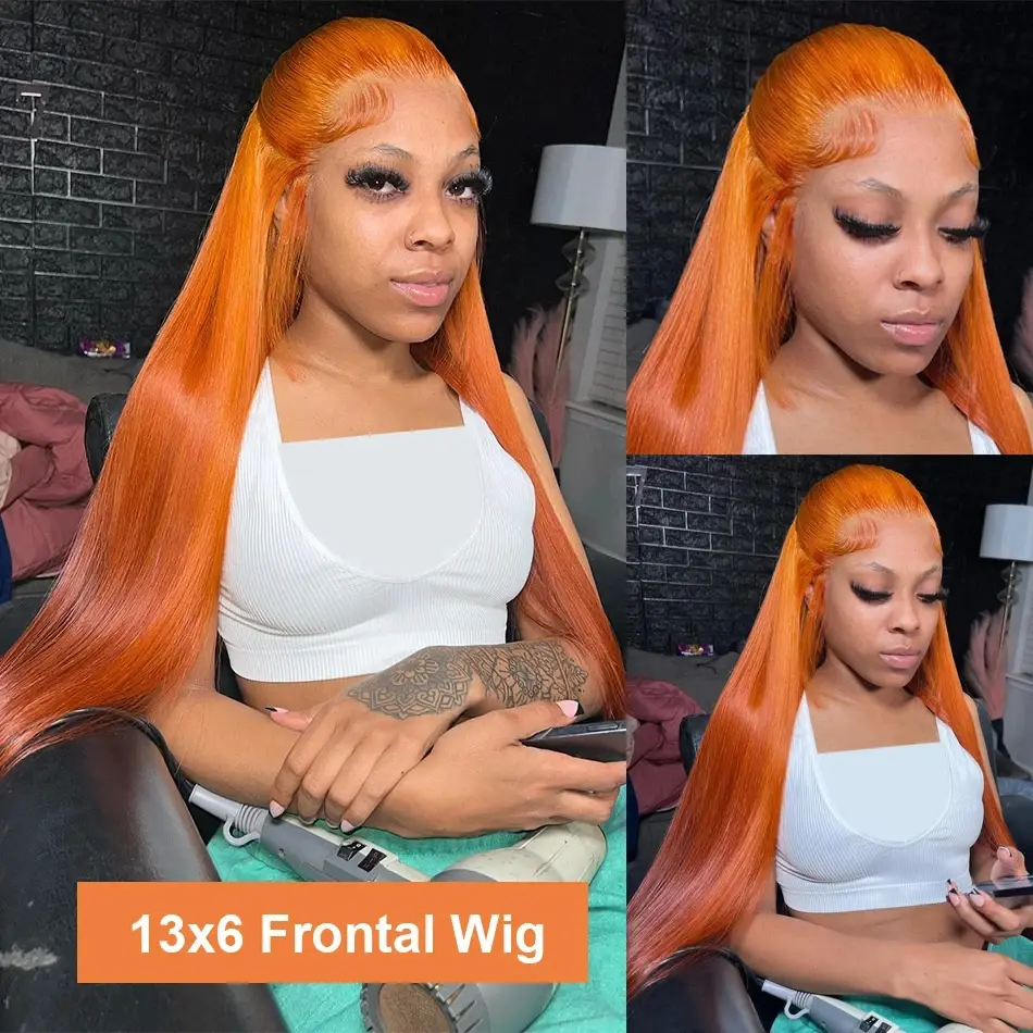 13x6 HD Lace Frontal Wig Bone Straight Ginger Lace Front Wig Human Hair Brazilian 350 Color 13x4 Lace Frontal Wigs For Women