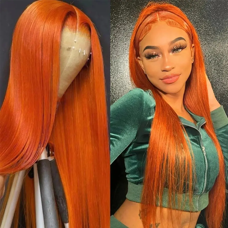 13x6 HD Lace Frontal Wig Bone Straight Ginger Lace Front Wig Human Hair Brazilian 350 Color 13x4 Lace Frontal Wigs For Women