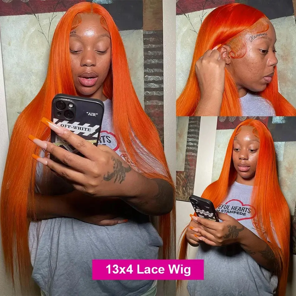 13x6 HD Lace Frontal Wig Bone Straight Ginger Lace Front Wig Human Hair Brazilian 350 Color 13x4 Lace Frontal Wigs For Women