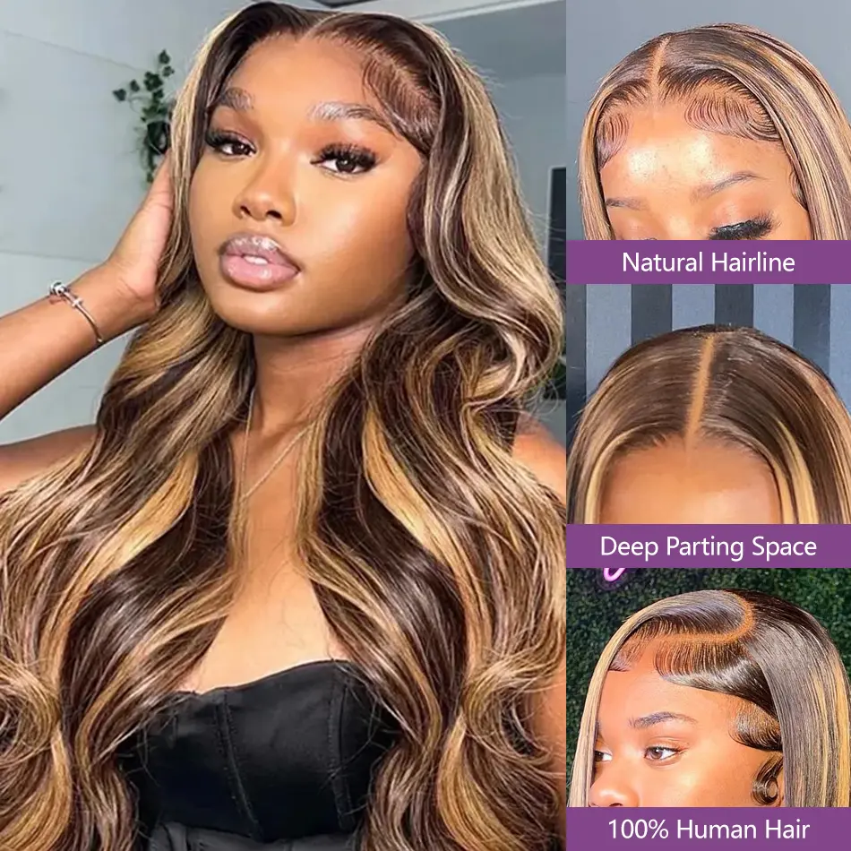 Silkwave 13x6 Highlight Body Wave Hd Lace Front Human Hair Wig 13x4 Hd Lace Wig Brazilian Blonde 4/27 Colored Frontal Wig