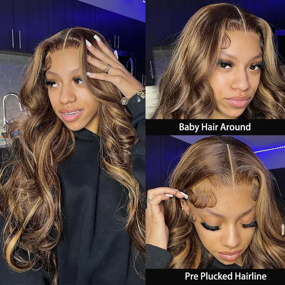 Silkwave 13x6 Highlight Body Wave Hd Lace Front Human Hair Wig 13x4 Hd Lace Wig Brazilian Blonde 4/27 Colored Frontal Wig