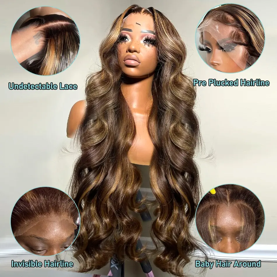 Silkwave Body Wave Lace Front Wig Colored Highlight Human Hair Wigs 13x6 Hd Transparent Brazilian P4/27 Blonde Pre Plucked Wigs