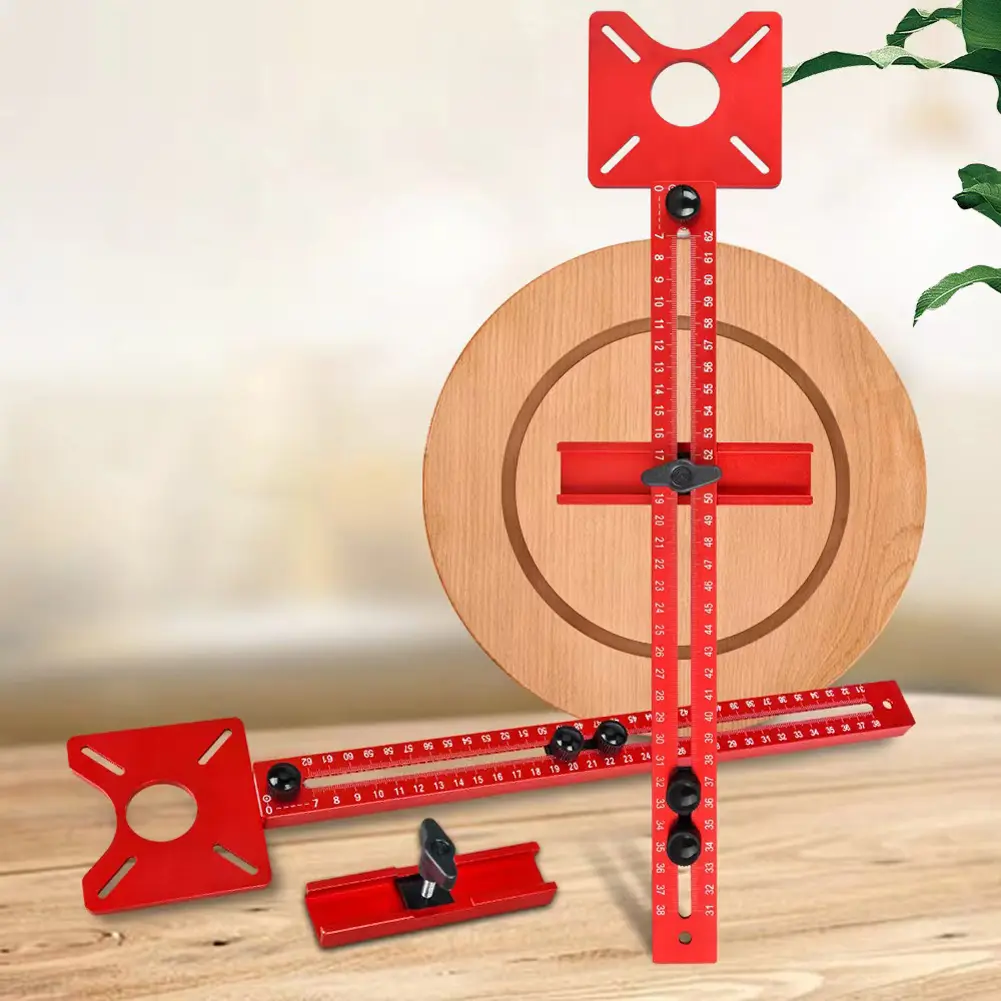 4 in 1 Router Circle Cutting Jig Aluminum Alloy Router Jig Tool Adjustable Cabinet Hardware Jig Multifunctional for Woodworking