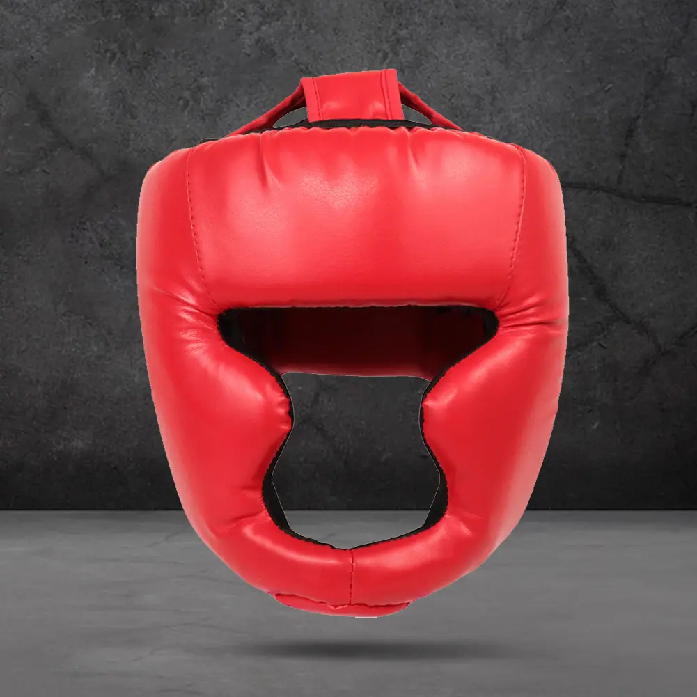 Full-Covered Thickened Boxing Headgear PU Leather Karate Muay Thai Training Head Protector Boxing Protective Gear for Adult Kids