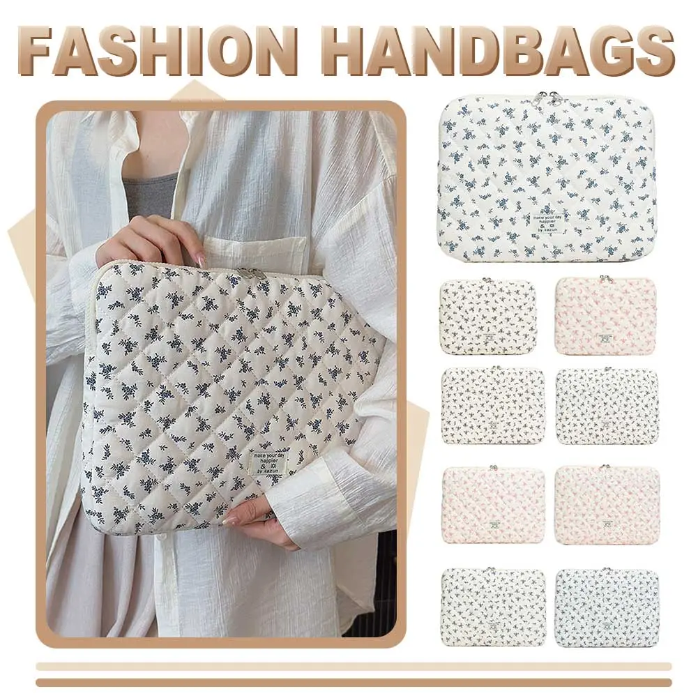 Maple Leaf Soft Pad Tablet Bag Embroidery Puffy Protective Case Shockproof Cute Quilted Laptop Sleeve Computer Storage Bag