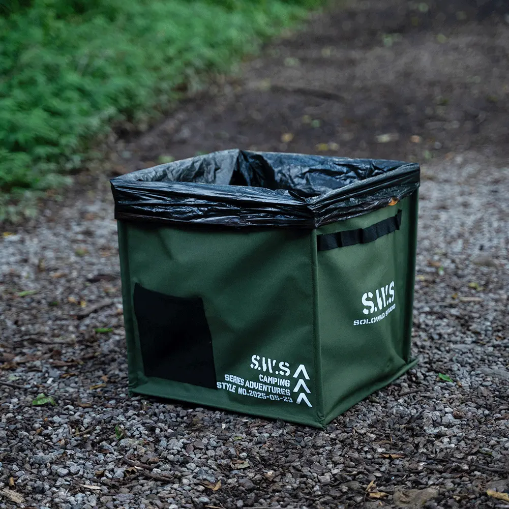 Portable Lawn & Leaf Waste Bag with Handle Folding Camping Bucket Large Capacity Foldable Trash Can for BBQ Picnic Hiking