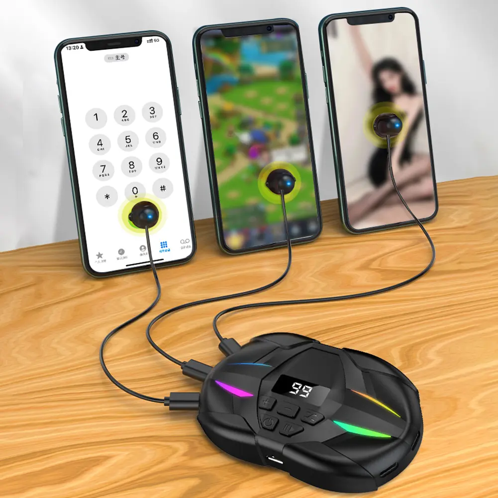 Mobile Phone Screen Auto Clicker Adjustable Silent Clicker with Digital Display & RGB Light for Gamings Shopping Live Broadcasts