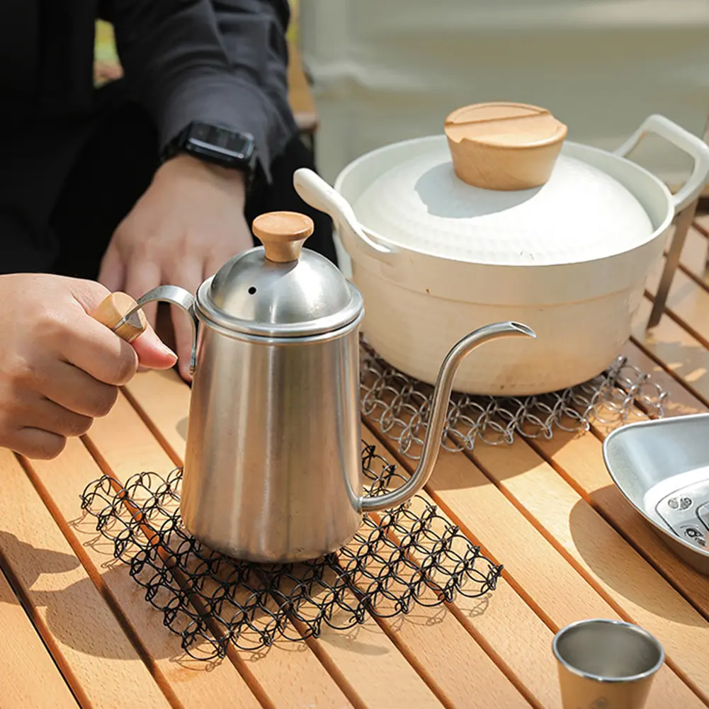 Outdoor Spring Insulated Mat 304 Stainless Steel Heat Insulation Pad Heat Resistant Mat for Hot Dishes Pots and Pans for Camping