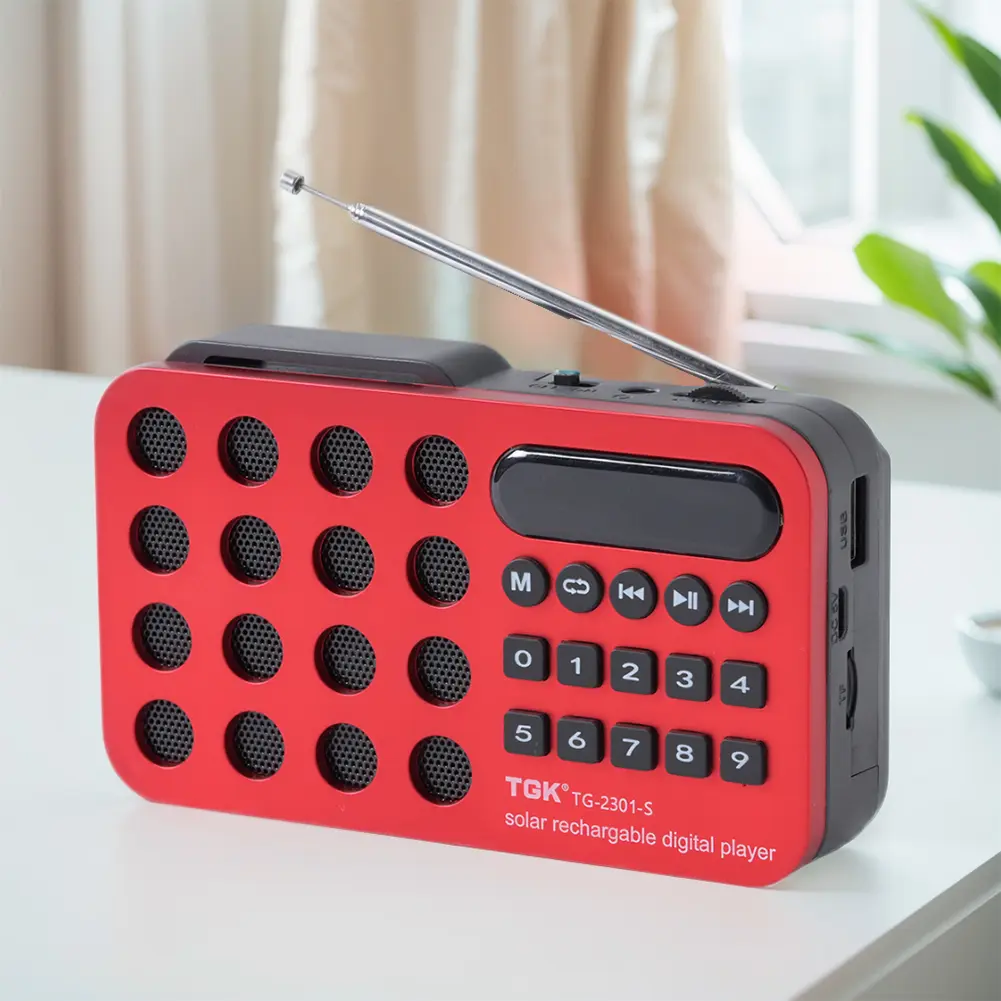 Portable FM Radio Solar Charging Pocket Radio with Wireless Speakers Bluetooth-Compatible Emergency Radio Support USB TF Card