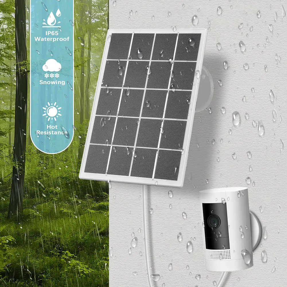 10W Solar Panel for Ring Camera Waterproof Solar Panel Kit with 9.8ft DC5.5mm Charging Cable for Ring Stick Up Cam/Spotlight Cam