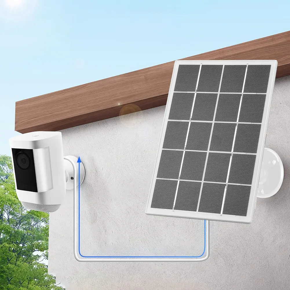 10W Solar Panel for Ring Camera Waterproof Solar Panel Kit with 9.8ft DC5.5mm Charging Cable for Ring Stick Up Cam/Spotlight Cam