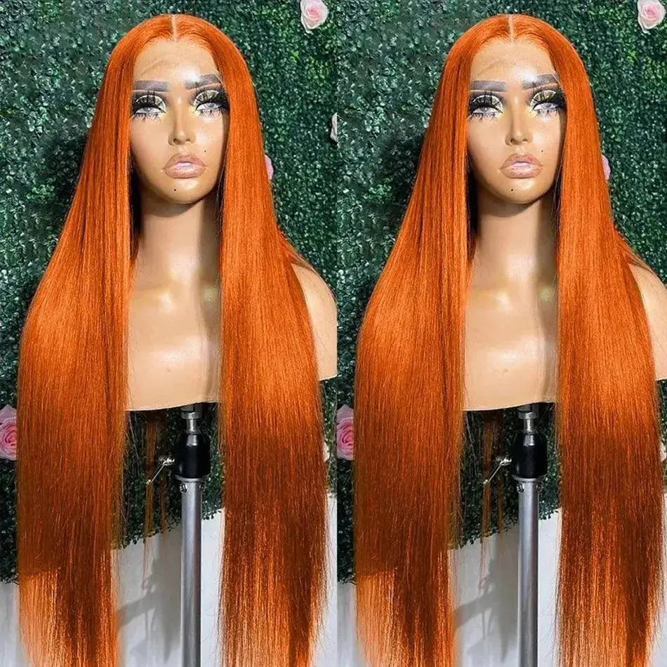Silkwave 13x6 HD Lace Frontal Bone Straight Ginger Orange Human Hair Wig 13x4 Lace Front #350 Colored Wigs Preplucked For Women