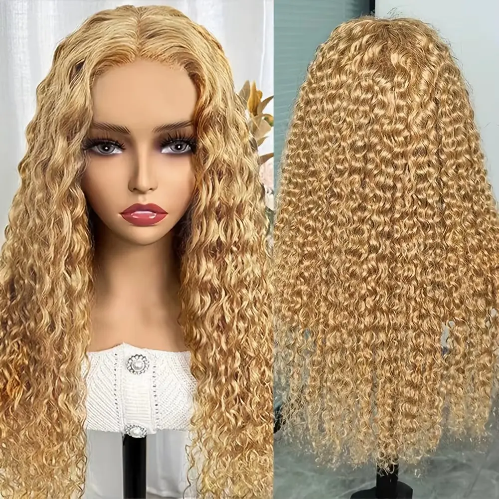 Silkwave 200% Density #27 Honey Blonde Wig Human Hair 13x6 Human Hair Lace Frontal Wig 13x4 Lace Front Human Hair Wig Curly Wigs