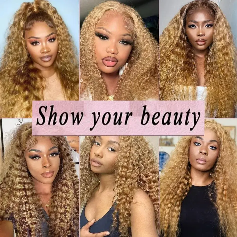 Silkwave 200% Density #27 Honey Blonde Wig Human Hair 13x6 Human Hair Lace Frontal Wig 13x4 Lace Front Human Hair Wig Curly Wigs