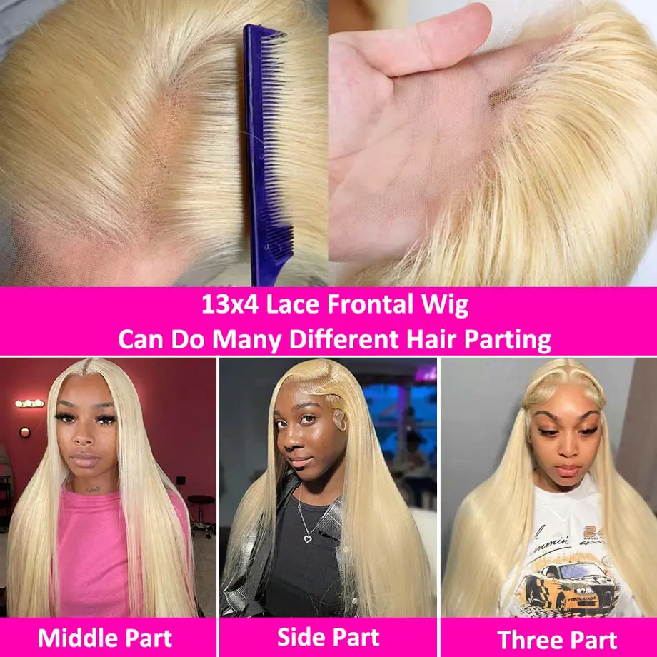 613 Lace Frontal Wig 13x6 Honey Blonde Straight Lace Front Wigs Brazilian 13x4 HD Transparent Colored Human Hair Wigs For Women
