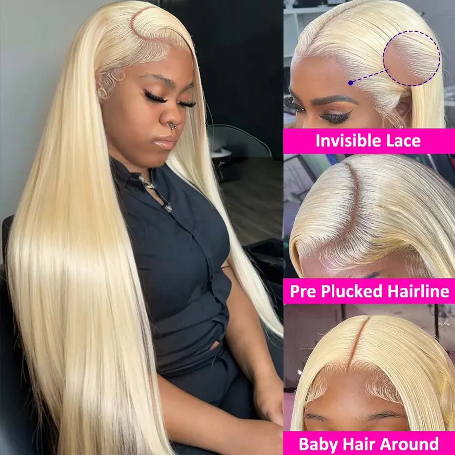 613 Lace Frontal Wig 13x6 Honey Blonde Straight Lace Front Wigs Brazilian 13x4 HD Transparent Colored Human Hair Wigs For Women