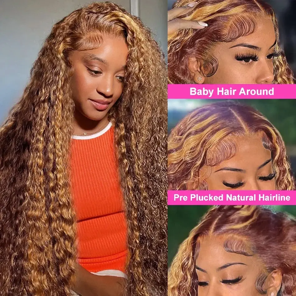 Silkwave 13x4 Highlight Wig Human Hair 13x6 Hd Lace Frontal Wig 30 Inch Curly Wigs Deep Wave Lace Front Wigs For Women Pre Pluck