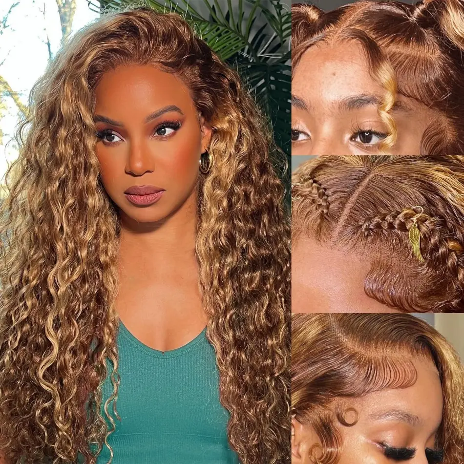 Highlight Wig Human Hair 13x6 HD Lace Deep Wave Frontal Wig 13x4 Curly Lace Front Human Hair Wigs Brazilian Wigs For Black Women
