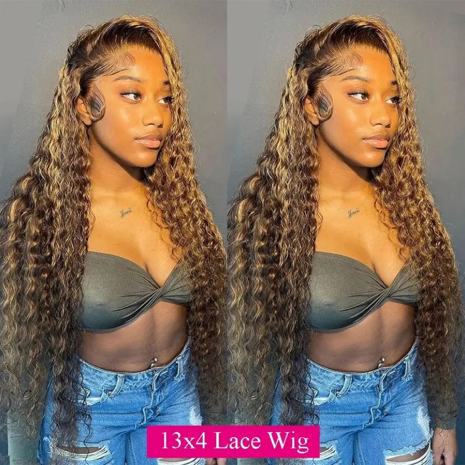 Highlight Wig Human Hair 13x6 HD Lace Deep Wave Frontal Wig 13x4 Curly Lace Front Human Hair Wigs Brazilian Wigs For Black Women