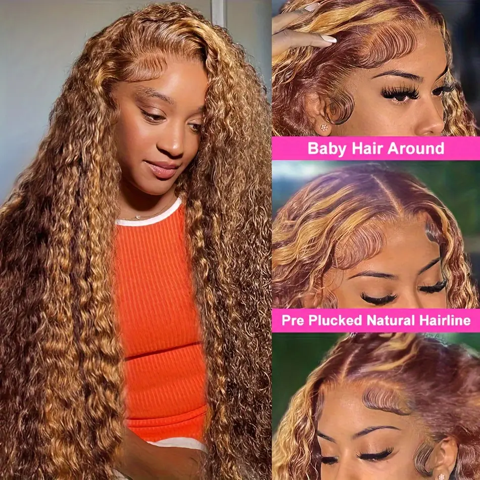 Highlight Wig Human Hair 13x6 HD Lace Deep Wave Frontal Wig 13x4 Curly Lace Front Human Hair Wigs Brazilian Wigs For Black Women