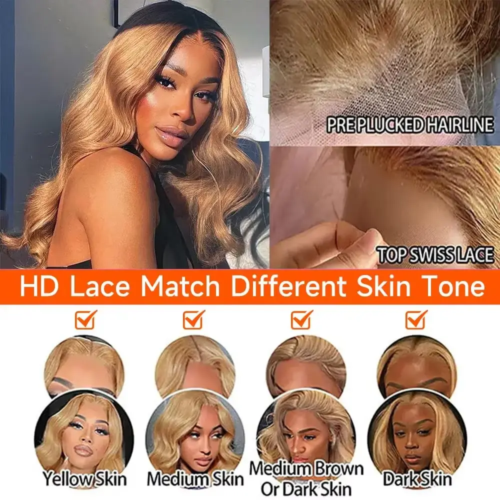 Silkwave Body Wave #27 Honey Blonde Wig Human Hair 13x6 Lace Frontal Wig Pre Plucked Loose Deep Wave Front Color Wigs For Women