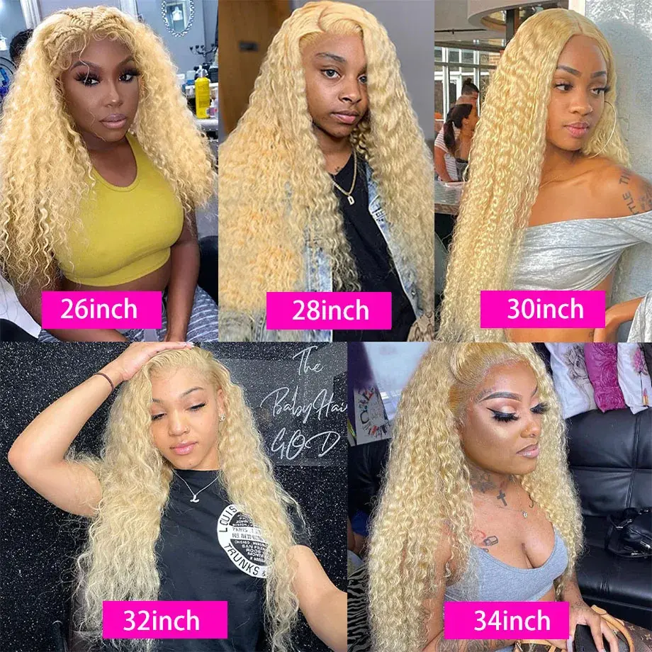 30 38 Inch 13x6 613 Hd Blonde Curly Lace Frontal Wig Brazilian Color Deep Wave 13x4 Lace Front 100% Human Hair Wigs For Women