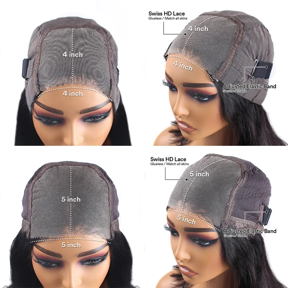 Glueless Wigs Human Hair Ready To Wear Curly Lace Frontal Wig Plucked Pre Cut  4x4 5x5 Deep Wave Lace Closure Wigs For Women