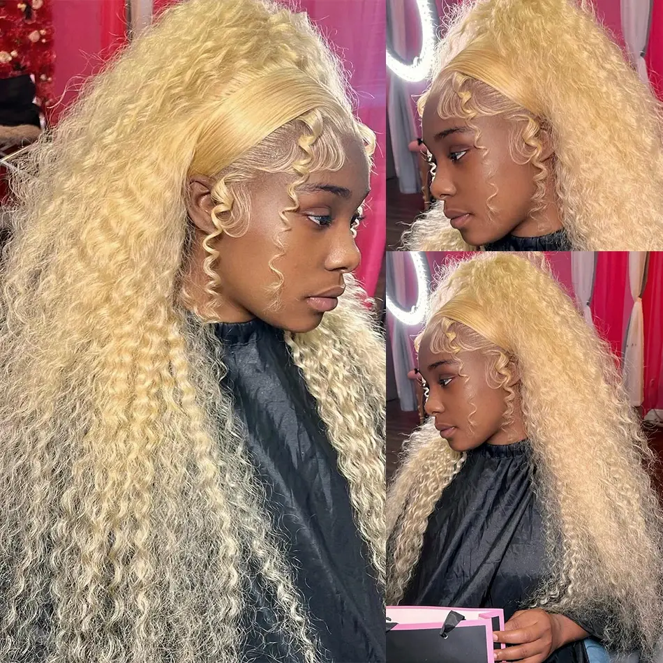 Deep Wave Lace Front Wigs 613 Hd Lace Frontal Color Wig 13x6 Honey Blonde Curly Transparent Lace Front Human Hair Wigs For Women