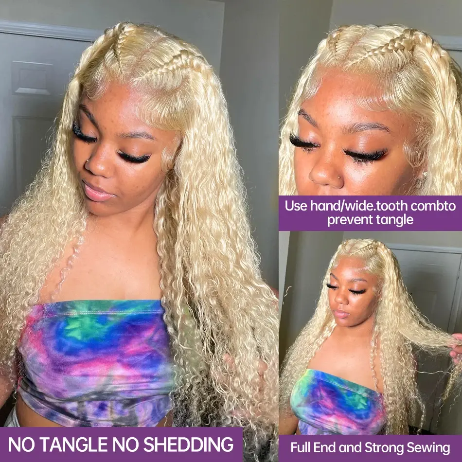 Deep Wave Lace Front Wigs 613 Hd Lace Frontal Color Wig 13x6 Honey Blonde Curly Transparent Lace Front Human Hair Wigs For Women