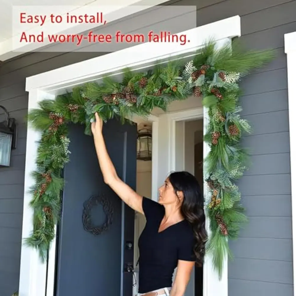 Front Door Garland Hanger Removable Christmas Ornaments Hanger No Nails Or Screws Telescopic Hanging Rod for Christmas Decor