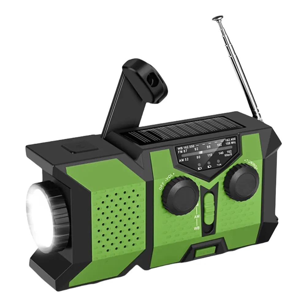 Hand Crank Emergency Radio AM/FM/WB Weather Radio with Power Bank SOS Flashlight Solar Radio for Outdoor Camping and Emergency