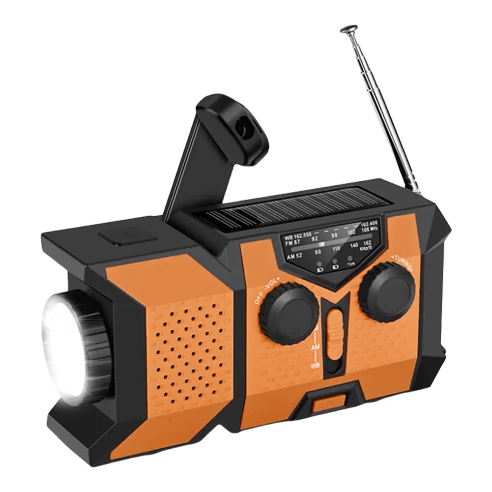 Hand Crank Emergency Radio AM/FM/WB Weather Radio with Power Bank SOS Flashlight Solar Radio for Outdoor Camping and Emergency