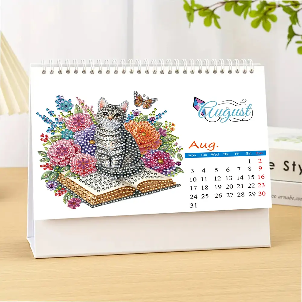 5D/DIY Calendar Diamond Painting Calendar Kit Diamond Art Paper Desk Calendar Diamond Decorations Calendar for Home Office Decor
